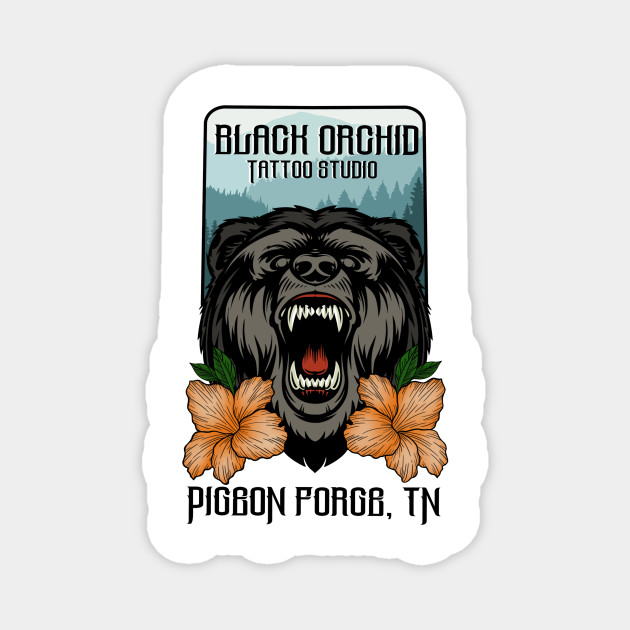 Black Orchid Tattoo Studio Bear Logo Tattoo Magnet Teepublic