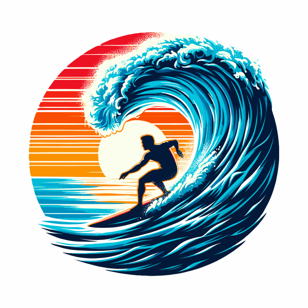 Sunset Surfer Wave Surfing Summer Waves Surf Beach Vacation Surfing Lifestyle Ocean Life Surfing by Tees 4 Thee