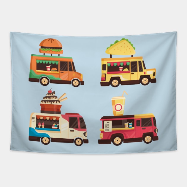 Food trucks funny Tapestry by Mako Design 