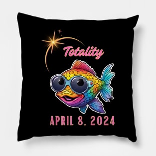 Totality April 8, 2024 Cute Solar Eclipse Fish Pillow