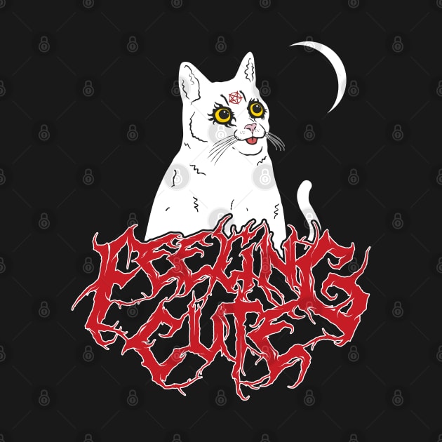 Satanic Cute White Derpy Demon Cat Feeling Cute by original84collective