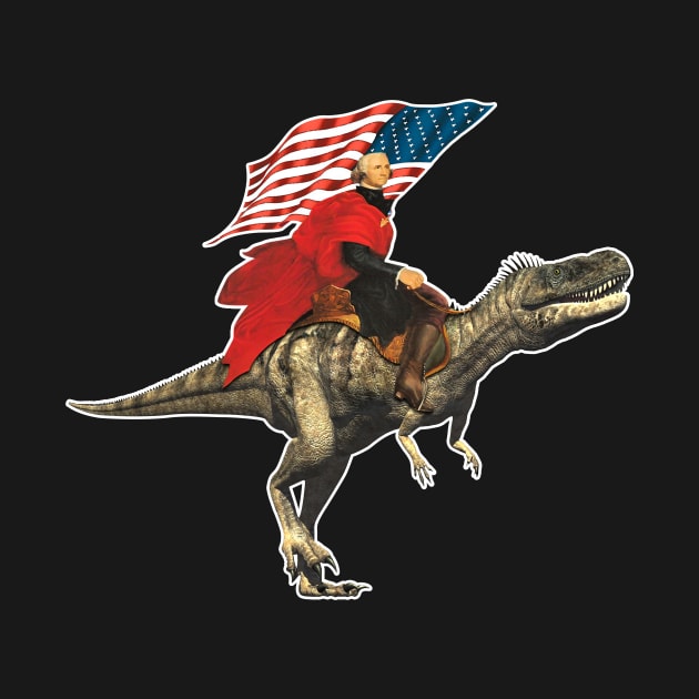 Funny Lincoln Riding Dino flag by Lisa L. R. Lyons