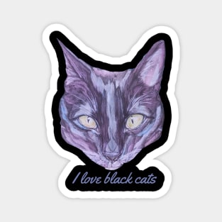 I Love Black Cats Cat Face Magnet