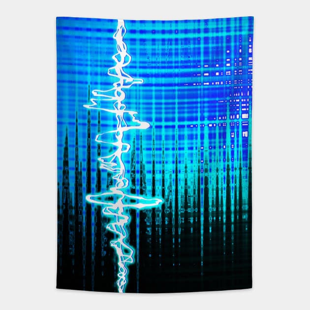 Sound Wave Blue Tapestry by Astrablink7