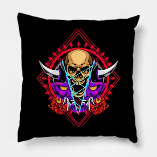 Japanese Oni Skull 4.1 Pillow