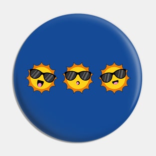 Kawaii Sun with Sunglasses Happy Emoji Faces Pin