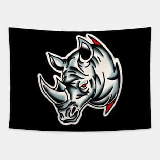 rhino traditional tattoo Tapestry