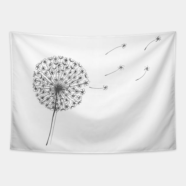 Dandelion Clock on Pink Tapestry by Maddybennettart