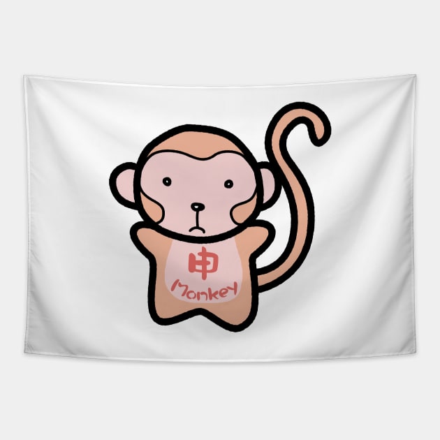 Chinese Zodiac Monkey Doodle Art Tapestry by Takeda_Art