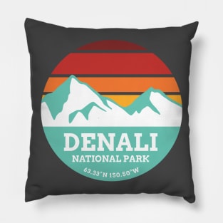 Denali National Park Retro Sticker Pillow