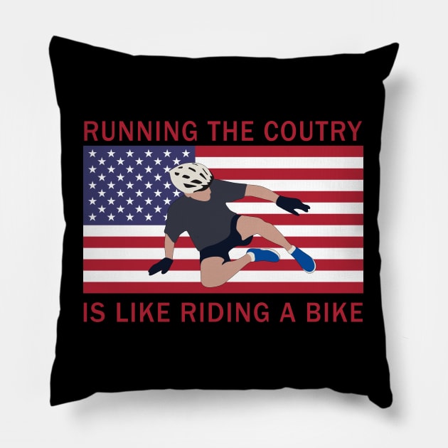 Joe Biden Falling Off His Bike Pillow by valentinahramov