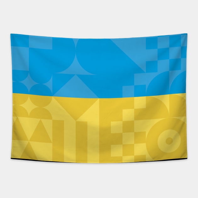 Ukrainian Flag in Geometric design Tapestry by Evgenija.S