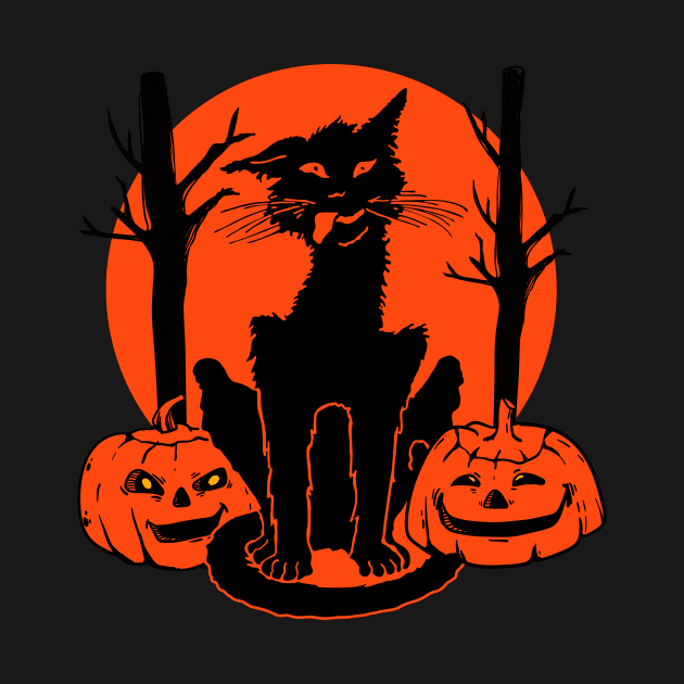 Black cat and two pumpkins by My Happy-Design