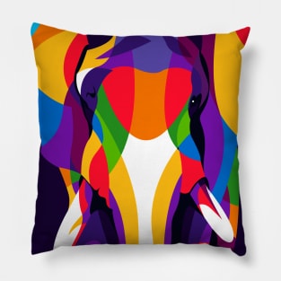 colorful elephant ini pop art Design Pillow