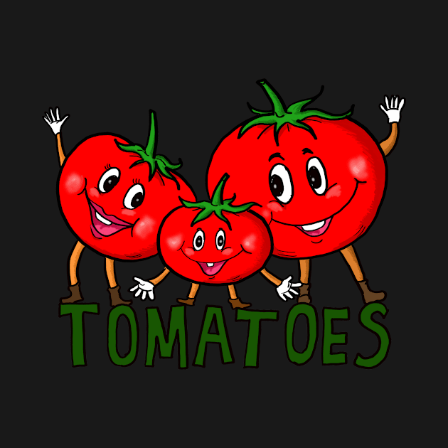 Happy Red Tomatoes Cartoon by Nalidsa