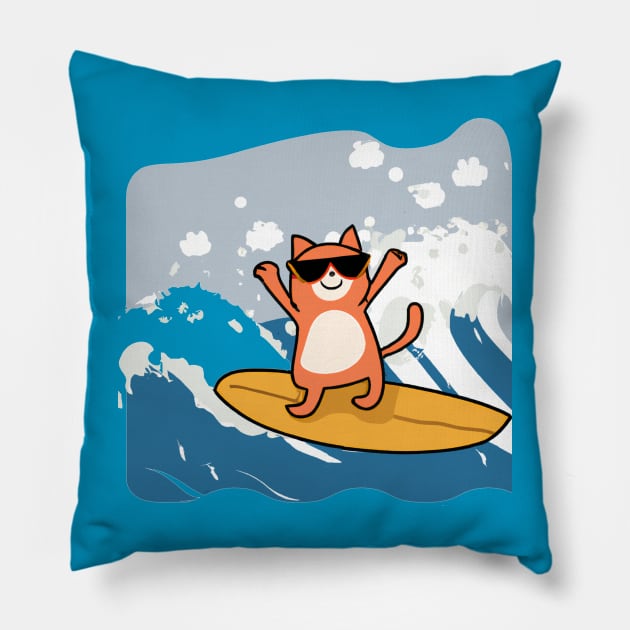 surfing cat Pillow by MGphotoart
