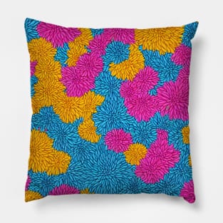 Pink and Blue Chrysanthemum Flowers pattern Pillow