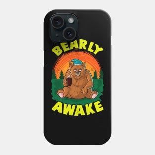 Bearly Awake Sleeping Bear Funny Barely Awake Pun Phone Case