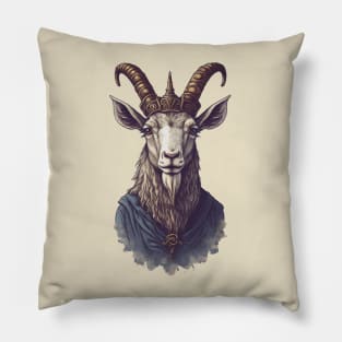 Goat King With Crown Pillow