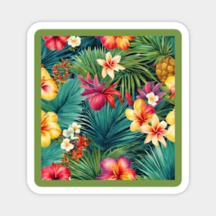 AI generated tropical flowers Magnet