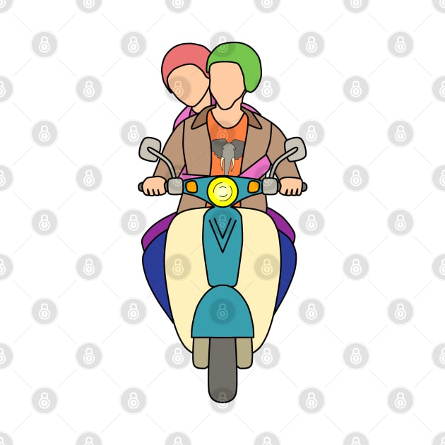 Anonymous couple on a scooter by Nicostore