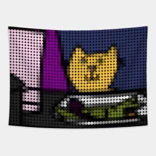 Cat At A Table Meme Goes Dotty Tapestry