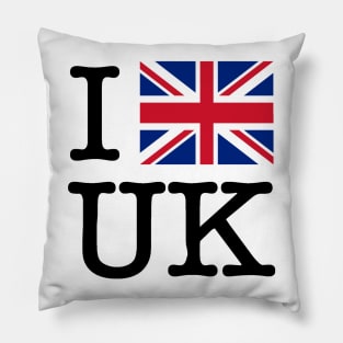 I Union Jack United Kingdom (Black Lettering) Pillow