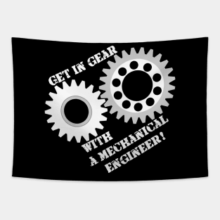 Get In Gear White Text Tapestry