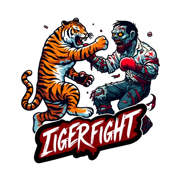 Tiger vs Zombie Fight by Rawlifegraphic