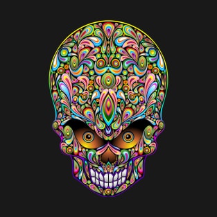 Skull Decorative Psychedelic Colors T-Shirt