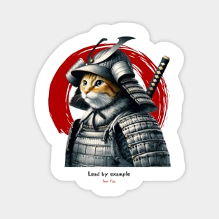 Samurai Cat Warrior Design with Sun Tzu Wisdom Magnet