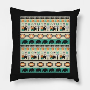 Native spirit with foxes and bears Pillow