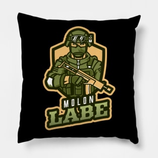 Military With A Rifle | Molon Labe Pillow