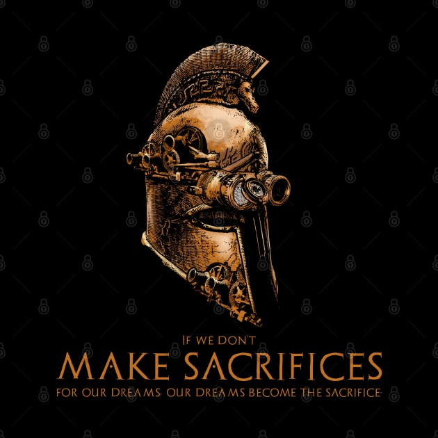 Ancient Spartan Steampunk  Helmet - Quote On Sacrifice by Styr Designs