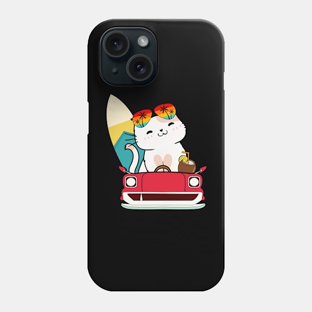 Surfer persian cat driving to the beach Phone Case by Pet Station