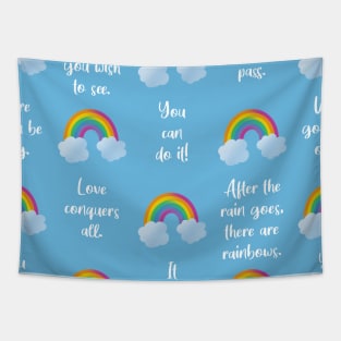 Rainbows and Positive Quotes Tapestry