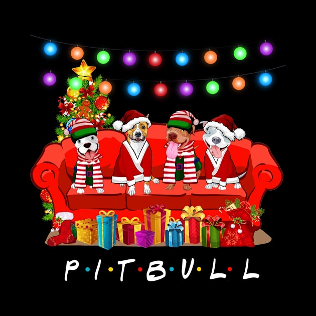 Friends Pitbull Merry Christmas Sweatershirt by kimmygoderteart