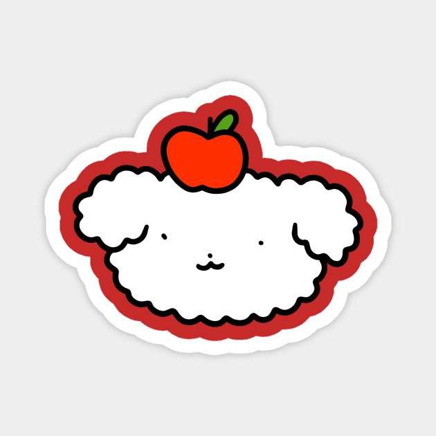 Apple Fluffy Dog Head Magnet by saradaboru