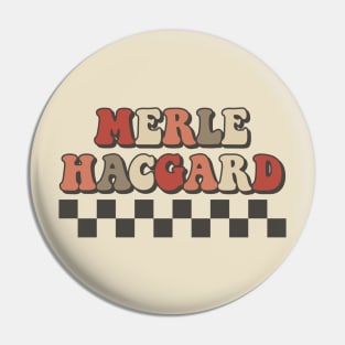 Merle Haggard Checkered Retro Groovy Style Pin