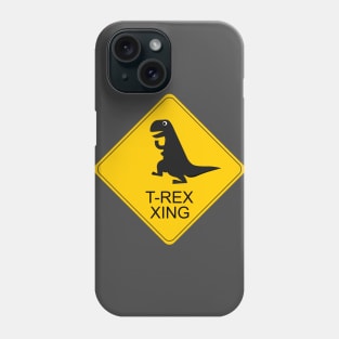 T-rex crossing road sign Phone Case