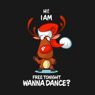 Free Tonight Wanna Dance Reindeer Matching Group Present Xmas Gift T-Shirt