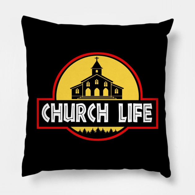 Church Life Jurassic Park Parody Pillow by Church Life