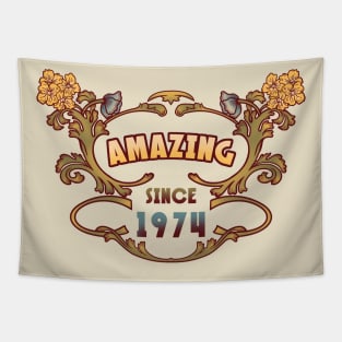 AMAZING SINCE 1974 vintage retro art nouveau quote Tapestry