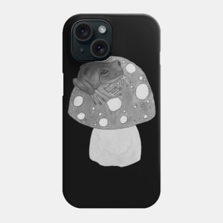 Black and white frog on mushroom Phone Case