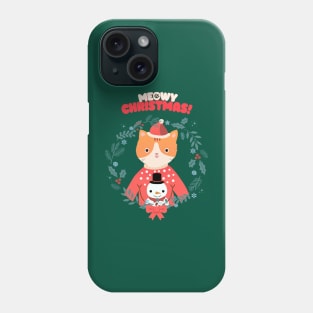 Meowy Christmas! Happy Holidays Cat closed up with ugly sweater! Phone Case