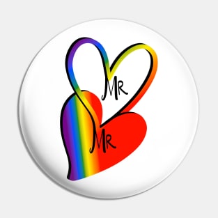 Gay Love, LGBTQ, Pride, Mr and Mr, Gay Wedding Pin