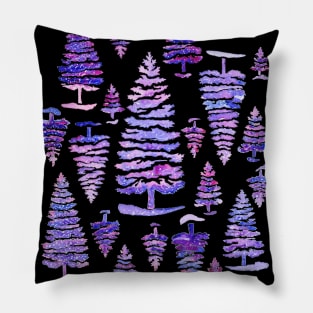 Cosmic pines watercolor pattern Pillow