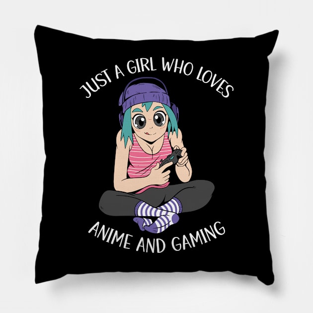 Just A Girl Who Loves Anime And Gaming Pillow by OnepixArt