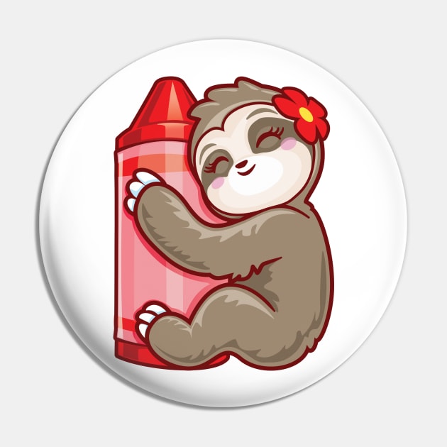 Red Crayon Coloring Sloth back to school gifts Pin by PnJ