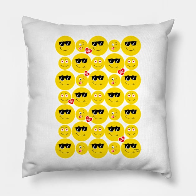 Cool love - emojis Pillow by Aurealis